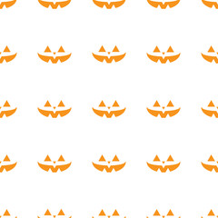 Halloween doodle background is shaped mouth and eyes with two colors orange and white
