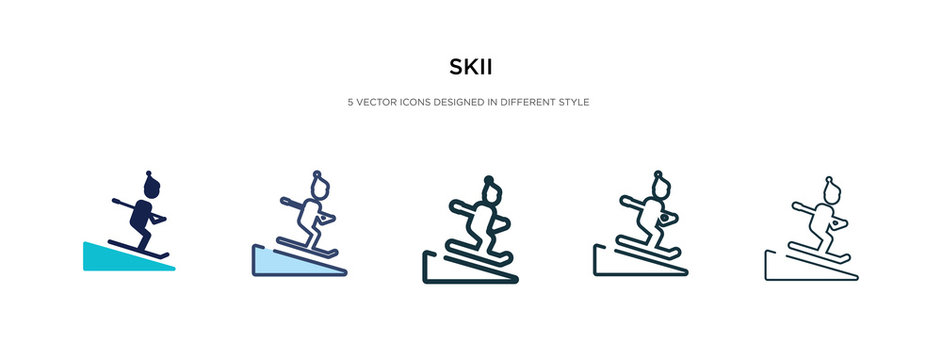 skii icon in different style vector illustration. two colored and black skii vector icons designed in filled, outline, line and stroke style can be used for web, mobile, ui