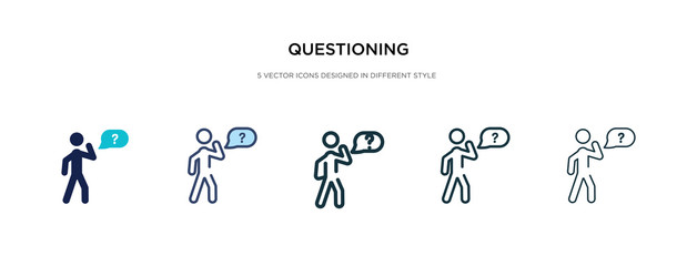 Obraz premium questioning icon in different style vector illustration. two colored and black questioning vector icons designed in filled, outline, line and stroke style can be used for web, mobile, ui