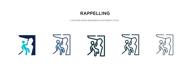 rappelling icon in different style vector illustration. two colored and black rappelling vector icons designed in filled, outline, line and stroke style can be used for web, mobile, ui