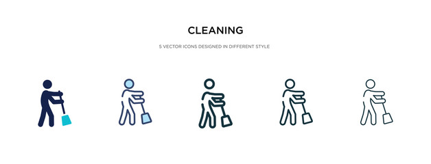 Fototapeta premium cleaning icon in different style vector illustration. two colored and black cleaning vector icons designed in filled, outline, line and stroke style can be used for web, mobile, ui