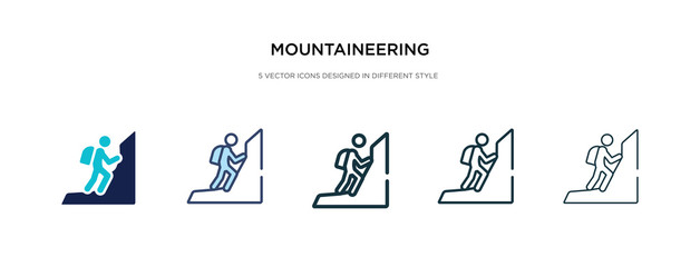 mountaineering icon in different style vector illustration. two colored and black mountaineering vector icons designed in filled, outline, line and stroke style can be used for web, mobile, ui