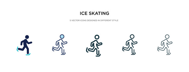 Fototapeta na wymiar ice skating icon in different style vector illustration. two colored and black ice skating vector icons designed in filled, outline, line and stroke style can be used for web, mobile, ui