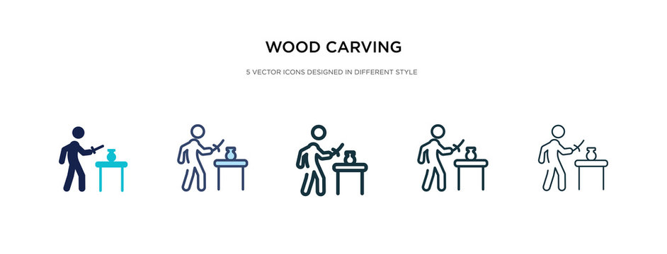 wood carving icon in different style vector illustration. two colored and black wood carving vector icons designed in filled, outline, line and stroke style can be used for web, mobile, ui