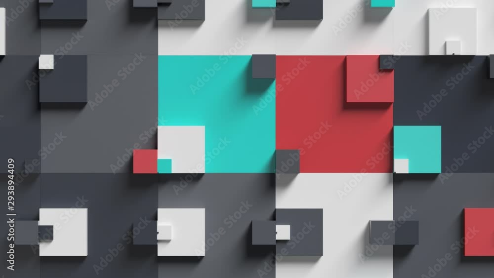Poster abstract 3d render background made of rectangular shapes. simple geometric forms. loopable sequence.