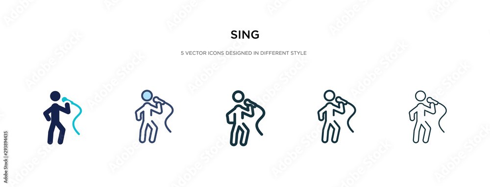 Poster sing icon in different style vector illustration. two colored and black sing vector icons designed i