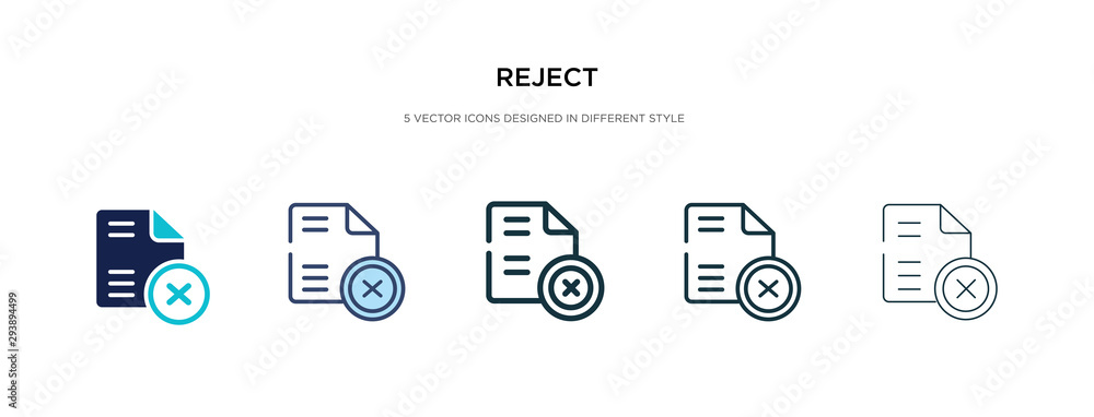 Aufkleber reject icon in different style vector illustration. two colored and black reject vector icons design