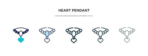 heart pendant icon in different style vector illustration. two colored and black heart pendant vector icons designed in filled, outline, line and stroke style can be used for web, mobile, ui