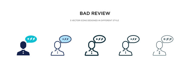 bad review icon in different style vector illustration. two colored and black bad review vector icons designed in filled, outline, line and stroke style can be used for web, mobile, ui