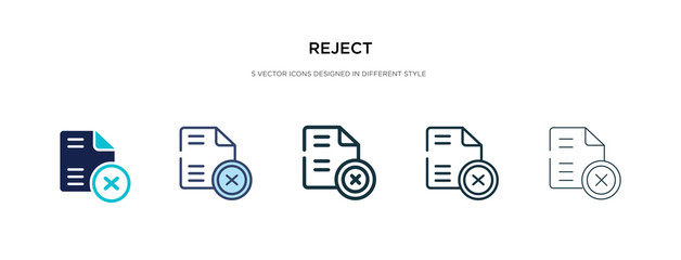 reject icon in different style vector illustration. two colored and black reject vector icons designed in filled, outline, line and stroke style can be used for web, mobile, ui