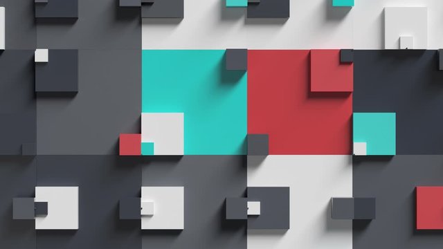 Abstract 3d render background made of rectangular shapes. Simple geometric forms.  Loopable sequence.