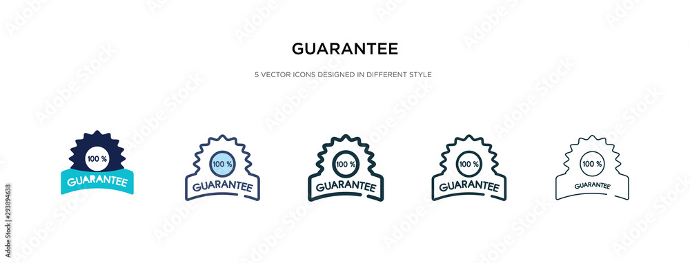 Poster guarantee icon in different style vector illustration. two colored and black guarantee vector icons 