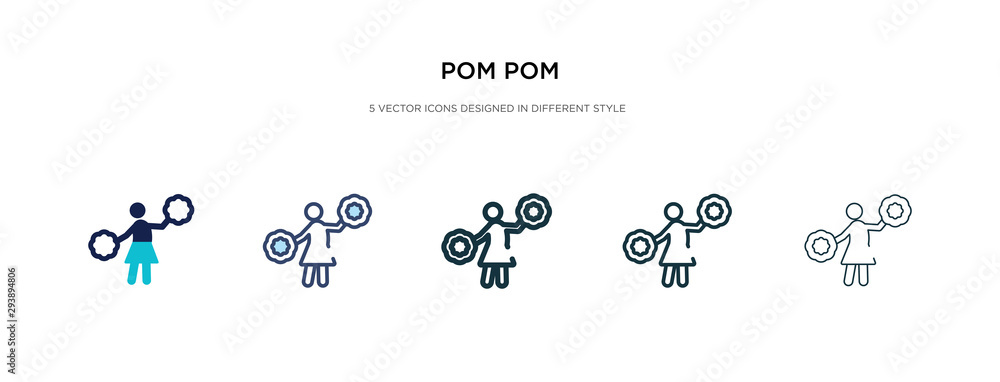 Poster pom pom icon in different style vector illustration. two colored and black pom vector icons designed