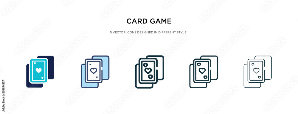 Poster card game icon in different style vector illustration. two colored and black card game vector icons 