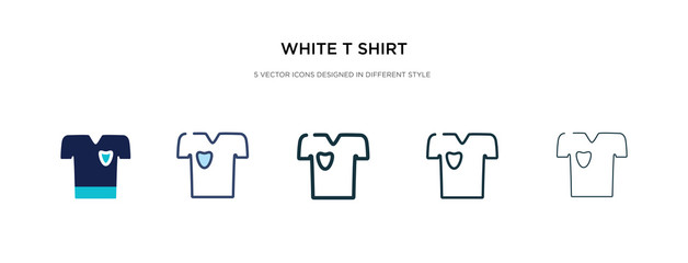 white t shirt icon in different style vector illustration. two colored and black white t shirt vector icons designed in filled, outline, line and stroke style can be used for web, mobile, ui