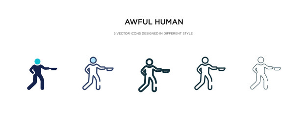 awful human icon in different style vector illustration. two colored and black awful human vector icons designed in filled, outline, line and stroke style can be used for web, mobile, ui