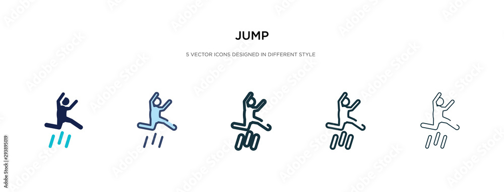 Poster jump icon in different style vector illustration. two colored and black jump vector icons designed i