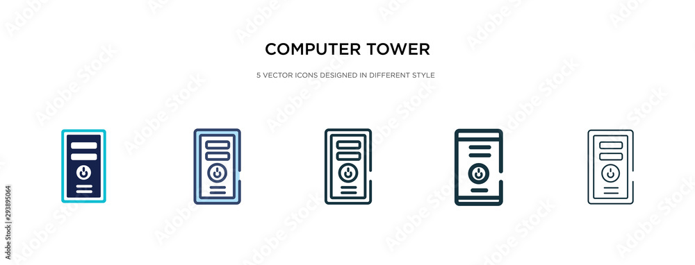 Poster computer tower icon in different style vector illustration. two colored and black computer tower vec