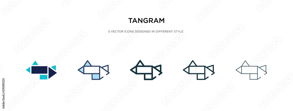 Poster tangram icon in different style vector illustration. two colored and black tangram vector icons desi