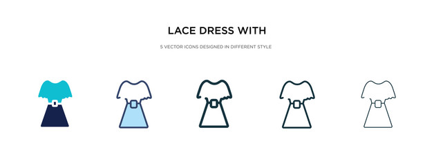 lace dress with belt icon in different style vector illustration. two colored and black lace dress with belt vector icons designed in filled, outline, line and stroke style can be used for web,
