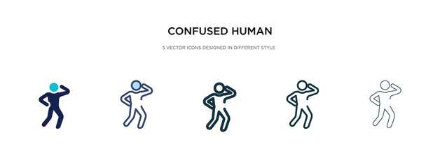 confused human icon in different style vector illustration. two colored and black confused human vector icons designed in filled, outline, line and stroke style can be used for web, mobile, ui