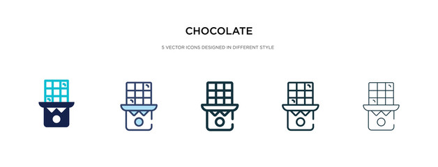 chocolate icon in different style vector illustration. two colored and black chocolate vector icons designed in filled, outline, line and stroke style can be used for web, mobile, ui