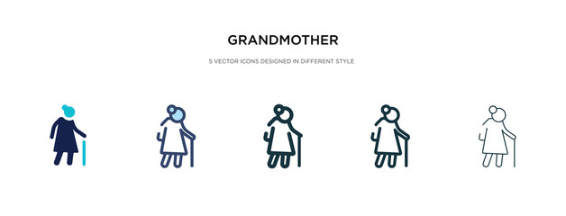 grandmother icon in different style vector illustration. two colored and black grandmother vector icons designed in filled, outline, line and stroke style can be used for web, mobile, ui