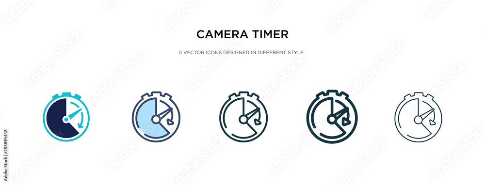 Poster camera timer icon in different style vector illustration. two colored and black camera timer vector 