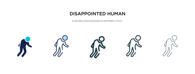 disappointed human icon in different style vector illustration. two colored and black disappointed human vector icons designed in filled, outline, line and stroke style can be used for web, mobile,