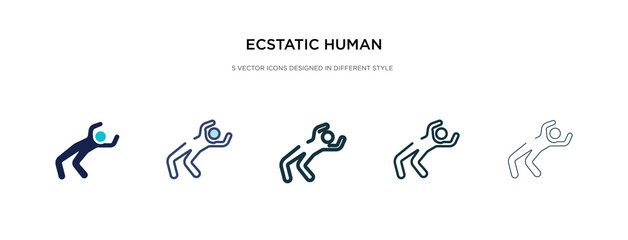 ecstatic human icon in different style vector illustration. two colored and black ecstatic human vector icons designed in filled, outline, line and stroke style can be used for web, mobile, ui