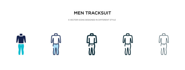 men tracksuit icon in different style vector illustration. two colored and black men tracksuit vector icons designed in filled, outline, line and stroke style can be used for web, mobile, ui