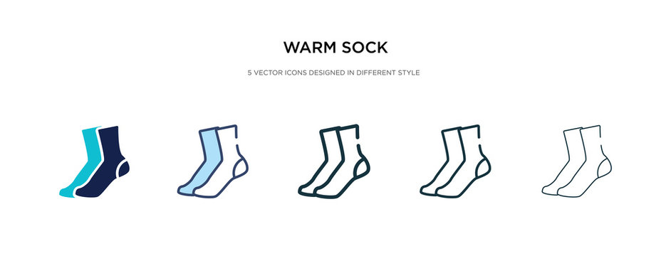 warm sock icon in different style vector illustration. two colored and black warm sock vector icons designed in filled, outline, line and stroke style can be used for web, mobile, ui