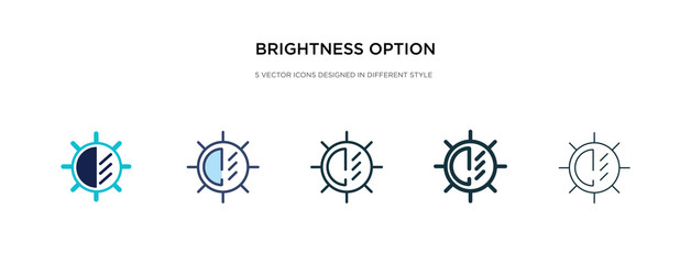 brightness option icon in different style vector illustration. two colored and black brightness option vector icons designed in filled, outline, line and stroke style can be used for web, mobile, ui