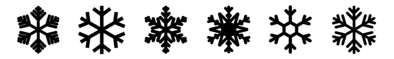 Snowflake Icon Black | Snowflakes | Ice Crystal Winter Symbol | Christmas Logo | Xmas Sign | Variations