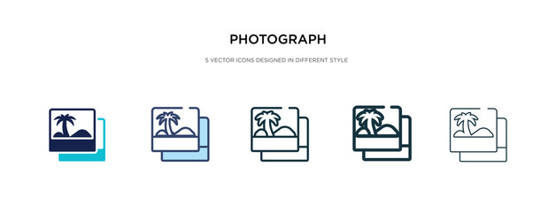 photograph icon in different style vector illustration. two colored and black photograph vector icons designed in filled, outline, line and stroke style can be used for web, mobile, ui