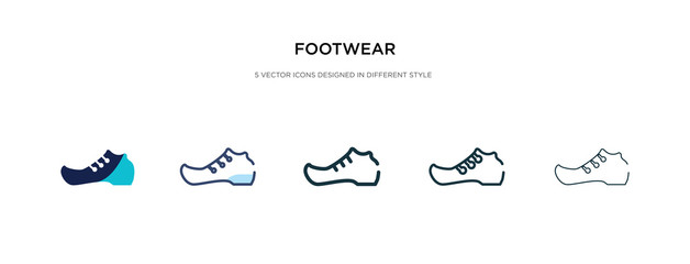 footwear icon in different style vector illustration. two colored and black footwear vector icons designed in filled, outline, line and stroke style can be used for web, mobile, ui