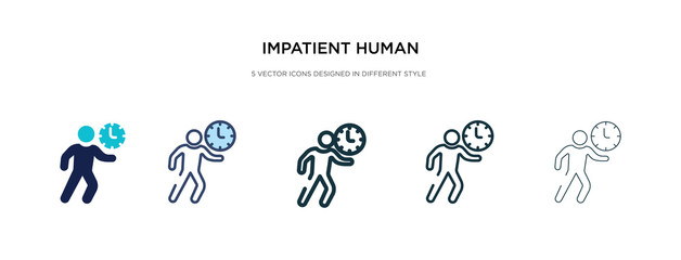 impatient human icon in different style vector illustration. two colored and black impatient human vector icons designed in filled, outline, line and stroke style can be used for web, mobile, ui