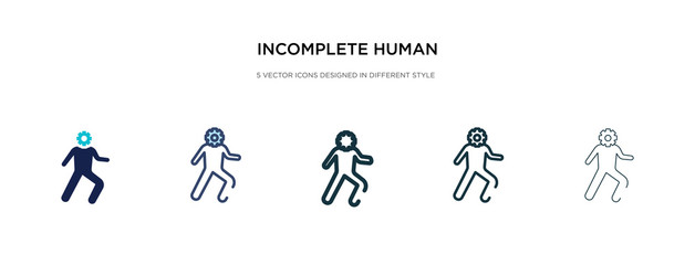 incomplete human icon in different style vector illustration. two colored and black incomplete human vector icons designed in filled, outline, line and stroke style can be used for web, mobile, ui