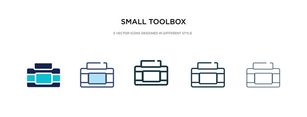 small toolbox icon in different style vector illustration. two colored and black small toolbox vector icons designed in filled, outline, line and stroke style can be used for web, mobile, ui