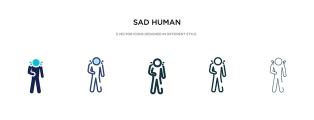 sad human icon in different style vector illustration. two colored and black sad human vector icons designed in filled, outline, line and stroke style can be used for web, mobile, ui