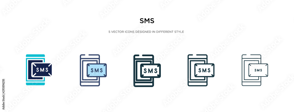 Aufkleber sms icon in different style vector illustration. two colored and black sms vector icons designed in 