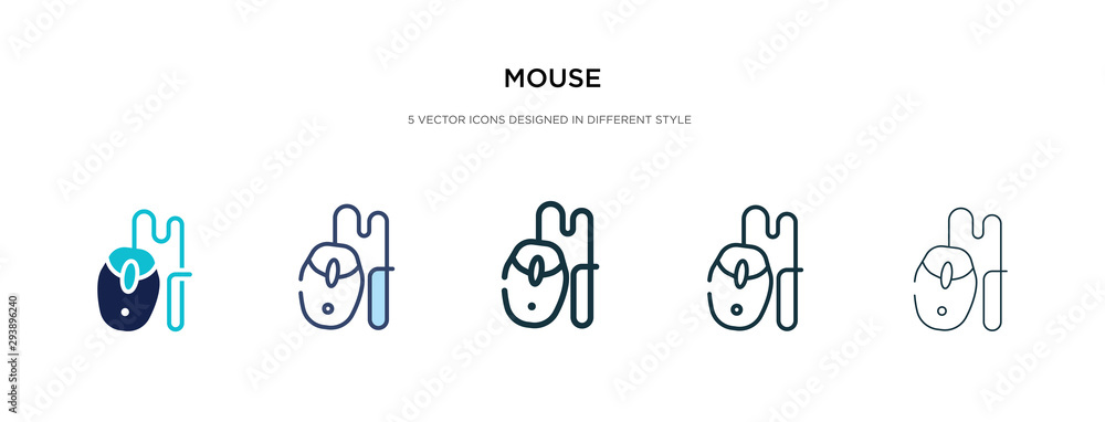 Poster mouse icon in different style vector illustration. two colored and black mouse vector icons designed