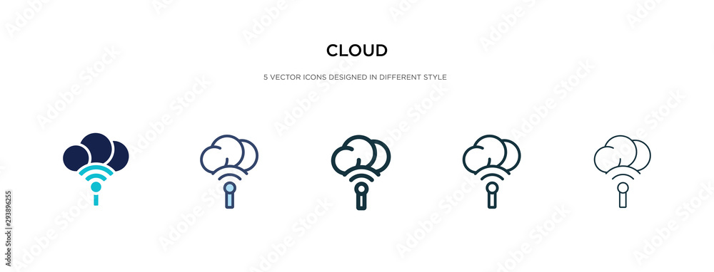 Poster cloud icon in different style vector illustration. two colored and black cloud vector icons designed