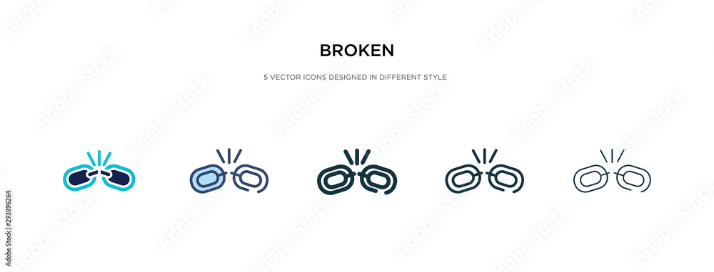 Aufkleber broken icon in different style vector illustration. two colored and black broken vector icons design