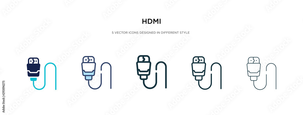 Poster hdmi icon in different style vector illustration. two colored and black hdmi vector icons designed i
