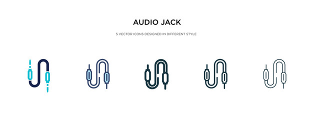 audio jack icon in different style vector illustration. two colored and black audio jack vector icons designed in filled, outline, line and stroke style can be used for web, mobile, ui