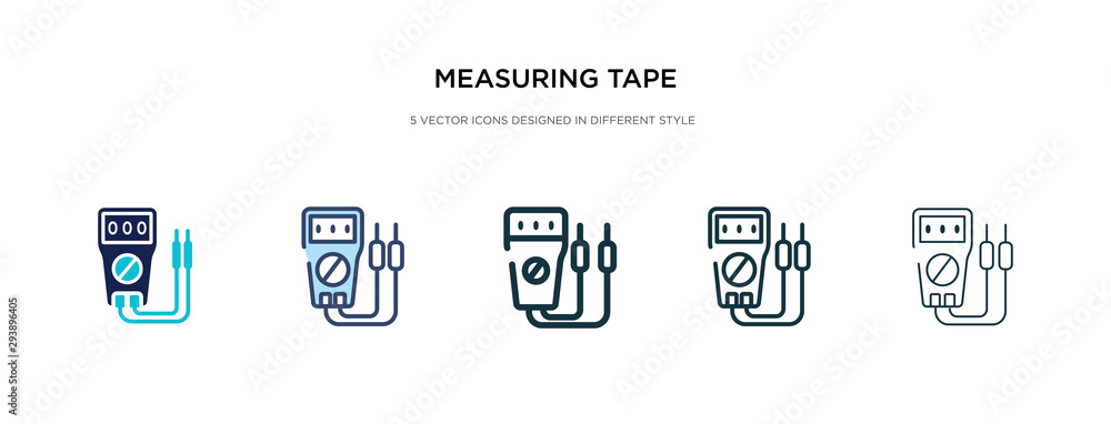 Poster measuring tape icon in different style vector illustration. two colored and black measuring tape vec