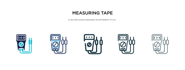 measuring tape icon in different style vector illustration. two colored and black measuring tape vector icons designed in filled, outline, line and stroke style can be used for web, mobile, ui