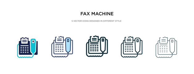 Fototapeta premium fax machine icon in different style vector illustration. two colored and black fax machine vector icons designed in filled, outline, line and stroke style can be used for web, mobile, ui