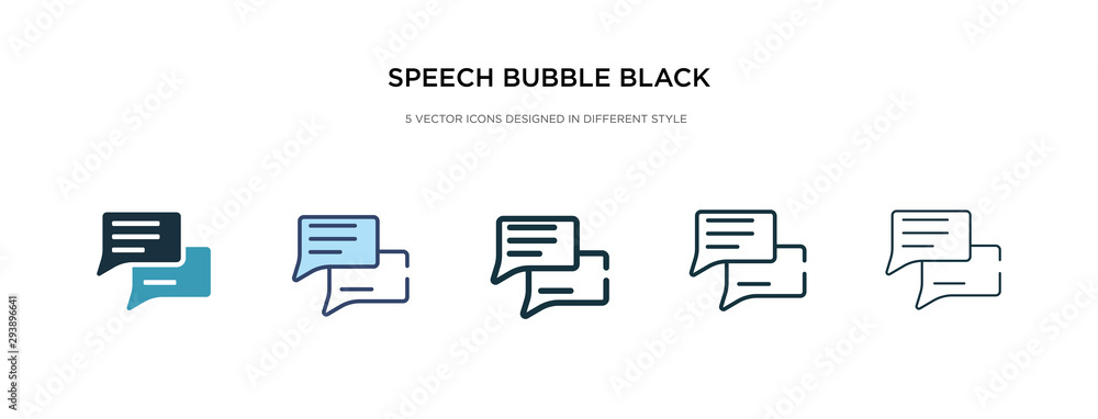 Poster speech bubble black icon in different style vector illustration. two colored and black speech bubble